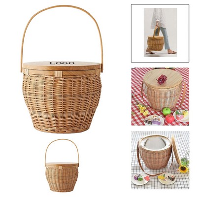 Cask Style Willow Picnic Basket
